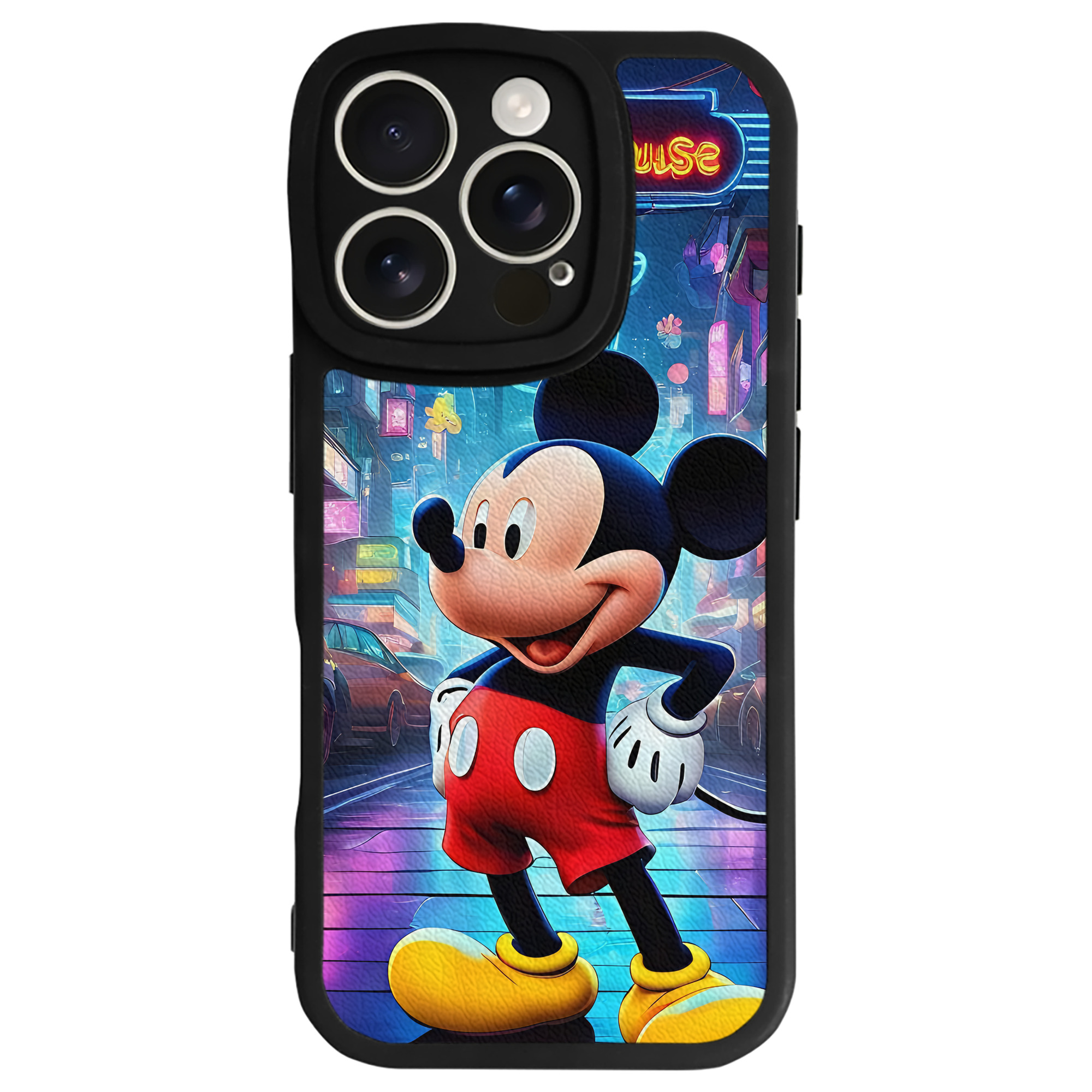 （画像用） ミッキーマウス Mickey Mouse 【iPhone 16シリーズ対応】シリコンスマホケース（レザー調） 材質：シリコン
